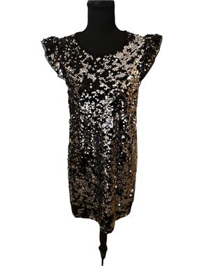 wonder nation Black Sequin Top with Silver Accents